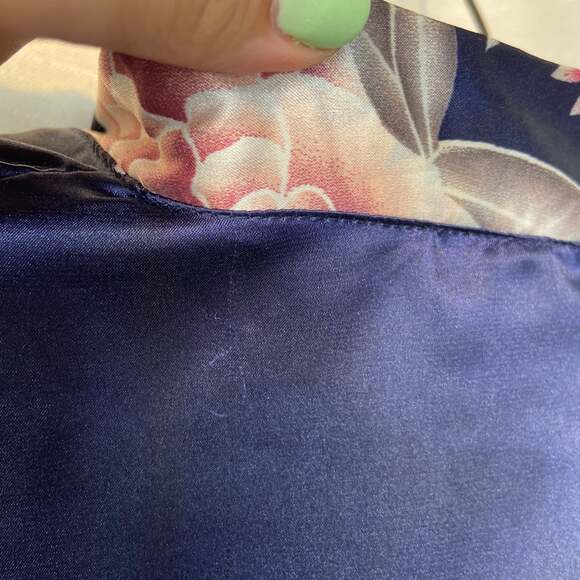 Boho Blue Floral Robe with Pleather Belt - Picture 7 of 7